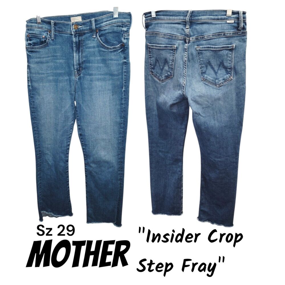 Mother Sz 29 The Insider Crop Step Fray in Sweet & Sassy Wash Distressed Jeans